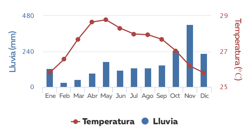 Histórico de temperaturas y lluvias en Koh Samui